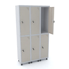 Roupeiro De Aço 3m 06 Portas Fechadura Pandin - Cinza/bege