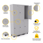 Roupeiro De Aço 3m 06 Portas Pitão Pandin - Cinza