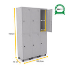 Roupeiro De Aço 3m 06 Portas Pitão Pandin - Cinza