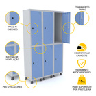 Roupeiro De Aço 3m 06 Portas Pitão Pandin - Cinza/azul Dalí