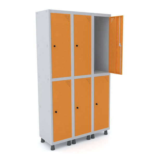 Roupeiro De Aço 3m 06 Portas Pitão Pandin - Cinza/laranja