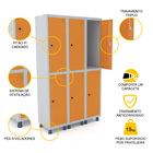 Roupeiro De Aço 3m 06 Portas Pitão Pandin - Cinza/laranja