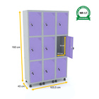 Roupeiro De Aço 3m 09 Portas Fechadura Pandin - Cinza/lilás