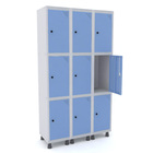 Roupeiro De Aço 3m 09 Portas Pitão Pandin - Cinza/azul Dalí