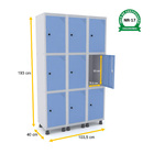 Roupeiro De Aço 3m 09 Portas Pitão Pandin - Cinza/azul Dalí