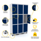 Roupeiro De Aço 3m 09 Portas Pitão Pandin - Cinza/azul Del Rey