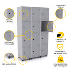 Roupeiro De Aço 3m 12 Portas Pitão Pandin - Cinza