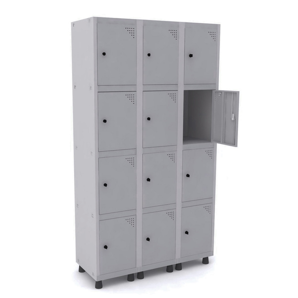 Roupeiro De Aço 3m 12 Portas Pitão Pandin - Cinza