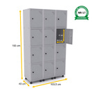 Roupeiro De Aço 3m 12 Portas Pitão Pandin - Cinza