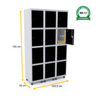 Roupeiro De Aço 3m 12 Portas Pitão Pandin - Cinza/preto