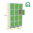 Roupeiro De Aço 3m 12 Portas Pitão Pandin - Cinza/verde