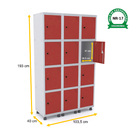 Roupeiro De Aço 3m 12 Portas Pitão Pandin - Cinza/vermelho