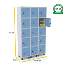 Roupeiro De Aço 3m 15 Portas Fechadura Pandin - Cinza/azul Da