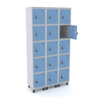 Roupeiro De Aço 3m 15 Portas Fechadura Pandin - Cinza/azul Da