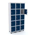 Roupeiro De Aço 3m 15 Portas Fechadura Pandin - Cinza/azul De