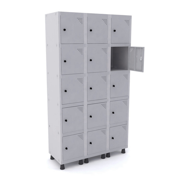 Roupeiro De Aço 3m 15 Portas Pitão Pandin - Cinza