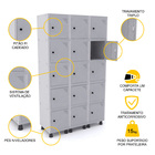 Roupeiro De Aço 3m 15 Portas Pitão Pandin - Cinza