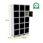 Roupeiro De Aço 3m 15 Portas Pitão Pandin - Cinza/preto