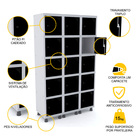 Roupeiro De Aço 3m 15 Portas Pitão Pandin - Cinza/preto