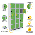 Roupeiro De Aço 3m 15 Portas Pitão Pandin - Cinza/verde