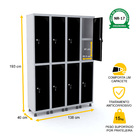 Roupeiro De Aço 4m 08 Portas C/ Prat. Fechadura Pandin - Cinz