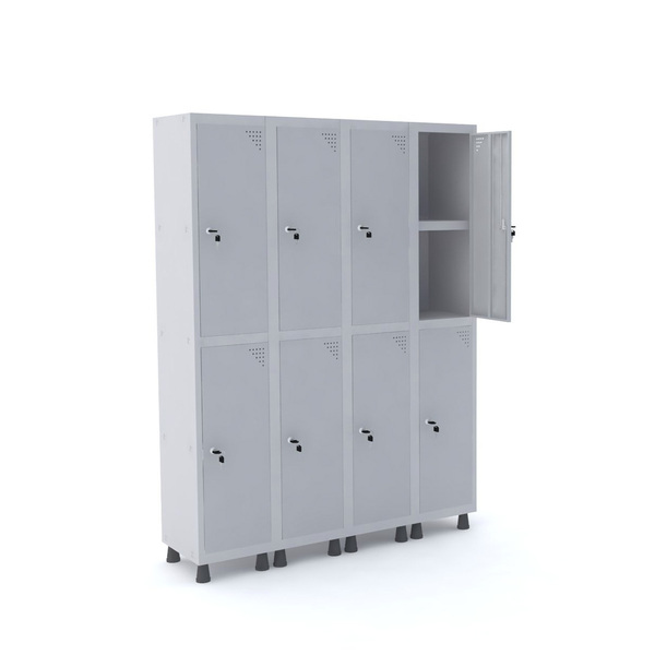 Roupeiro De Aço 4m 08 Portas C/ Prat. Fechadura Pandin - Cinza