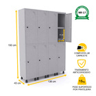 Roupeiro De Aço 4m 08 Portas C/ Prat. Pitão Pandin - Cinza