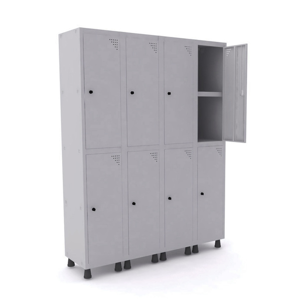Roupeiro De Aço 4m 08 Portas C/ Prat. Pitão Pandin - Cinza