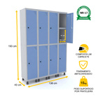 Roupeiro De Aço 4m 08 Portas C/ Prat. Pitão Pandin - Cinza/az