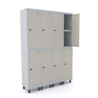 Roupeiro De Aço 4m 08 Portas C/ Prat. Pitão Pandin - Cinza/be