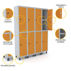 Roupeiro De Aço 4m 08 Portas C/ Prat. Pitão Pandin - Cinza/la