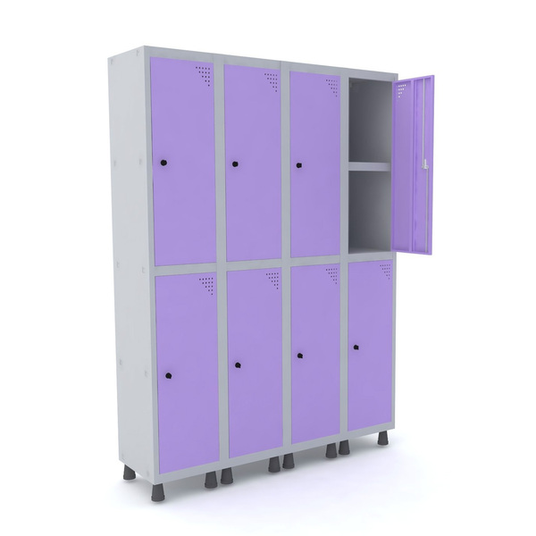 Roupeiro De Aço 4m 08 Portas C/ Prat. Pitão Pandin - Cinza/li