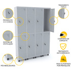 Roupeiro De Aço 4m 08 Portas Fechadura Pandin - Cinza