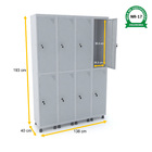 Roupeiro De Aço 4m 08 Portas Fechadura Pandin - Cinza