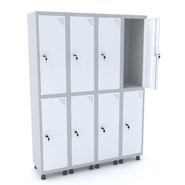 Roupeiro De Aço 4m 08 Portas Fechadura Pandin - Cinza/branco