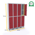 Roupeiro De Aço 4m 08 Portas Fechadura Pandin - Cinza/vermelho