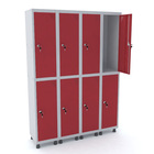 Roupeiro De Aço 4m 08 Portas Fechadura Pandin - Cinza/vermelho