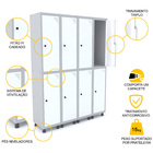 Roupeiro De Aço 4m 08 Portas Pitão Pandin - Cinza/branco