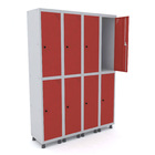 Roupeiro De Aço 4m 08 Portas Pitão Pandin - Cinza/vermelho