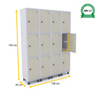 Roupeiro De Aço 4m 12 Portas Pitão Pandin - Cinza/bege