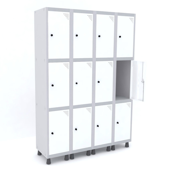 Roupeiro De Aço 4m 12 Portas Pitão Pandin - Cinza/branco