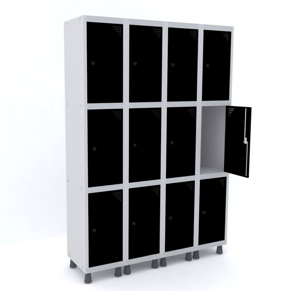 Roupeiro De Aço 4m 12 Portas Pitão Pandin - Cinza/preto