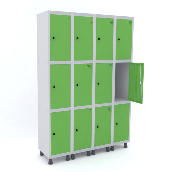 Roupeiro De Aço 4m 12 Portas Pitão Pandin - Cinza/verde