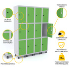 Roupeiro De Aço 4m 12 Portas Pitão Pandin - Cinza/verde