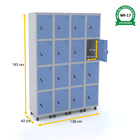 Roupeiro De Aço 4m 16 Portas Fechadura Pandin - Cinza/azul Da