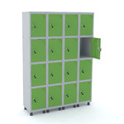 Roupeiro De Aço 4m 16 Portas Fechadura Pandin - Cinza/verde