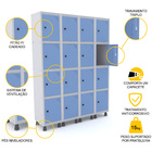 Roupeiro De Aço 4m 16 Portas Pitão Pandin - Cinza/azul Dalí