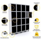 Roupeiro De Aço 4m 16 Portas Pitão Pandin - Cinza/preto