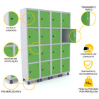 Roupeiro De Aço 4m 16 Portas Pitão Pandin - Cinza/verde