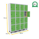 Roupeiro De Aço 4m 16 Portas Pitão Pandin - Cinza/verde